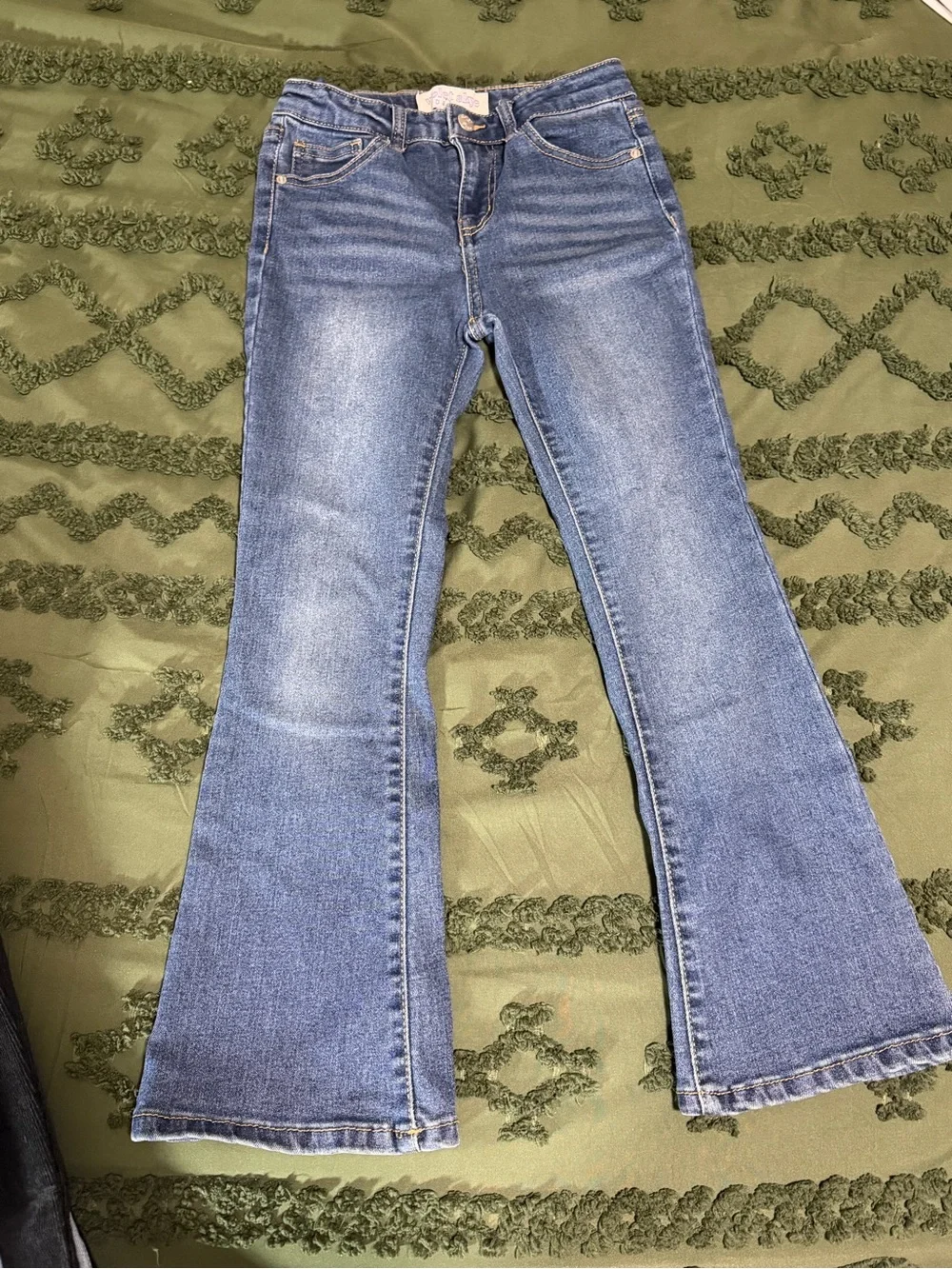 Girls' Mid Wash Flared Jeans